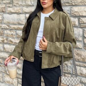 NWT Zara Viral Suede Effect Bomber Jacket